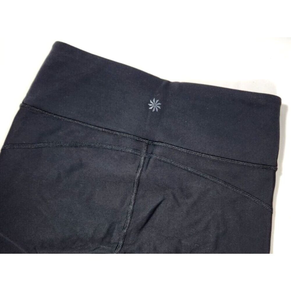 women's ATHLETA Crop Leggings tight BLACK drawstring‎ pocket Size S